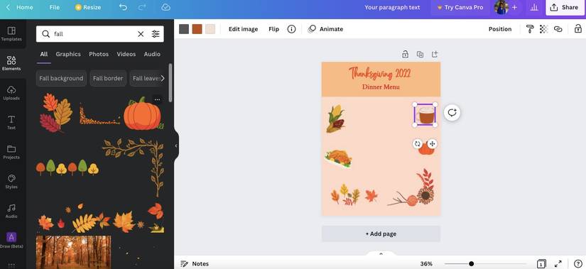 How to Create a Thanksgiving Dinner Menu With Canva