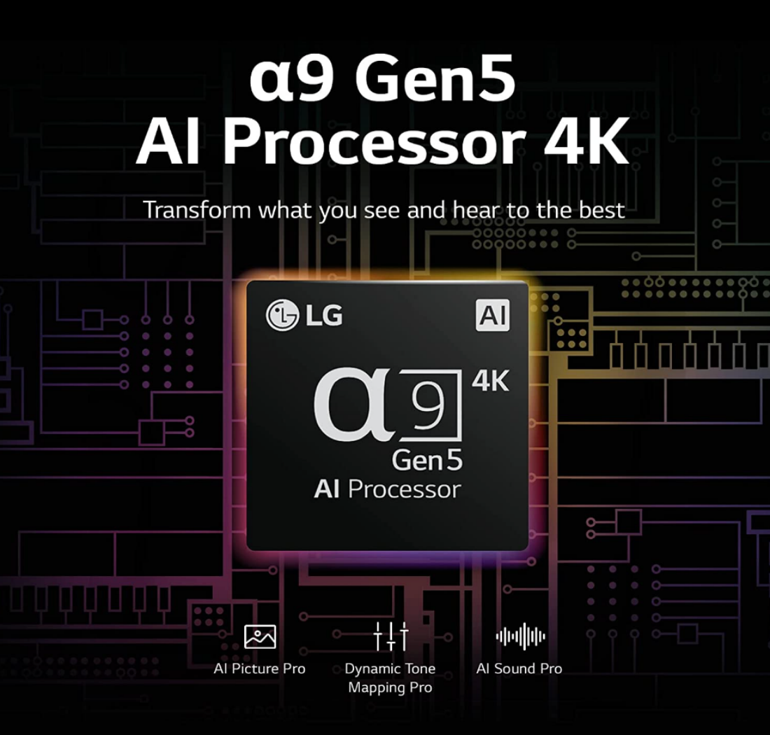An image illustrating the LG C2 evo OLED TV's processor