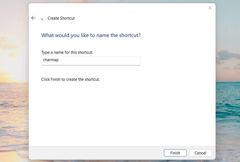 Name of the desktop shortcut