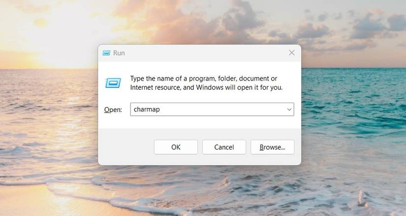 Open Character Map Using the Search Tool Using the Run Command