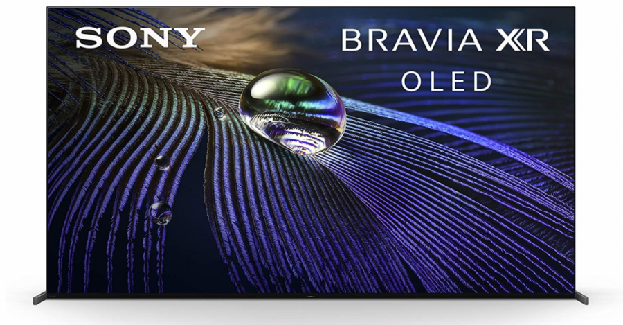 A full shot of a Sony BRAVIA XR A90J 83-Inch OLED TV