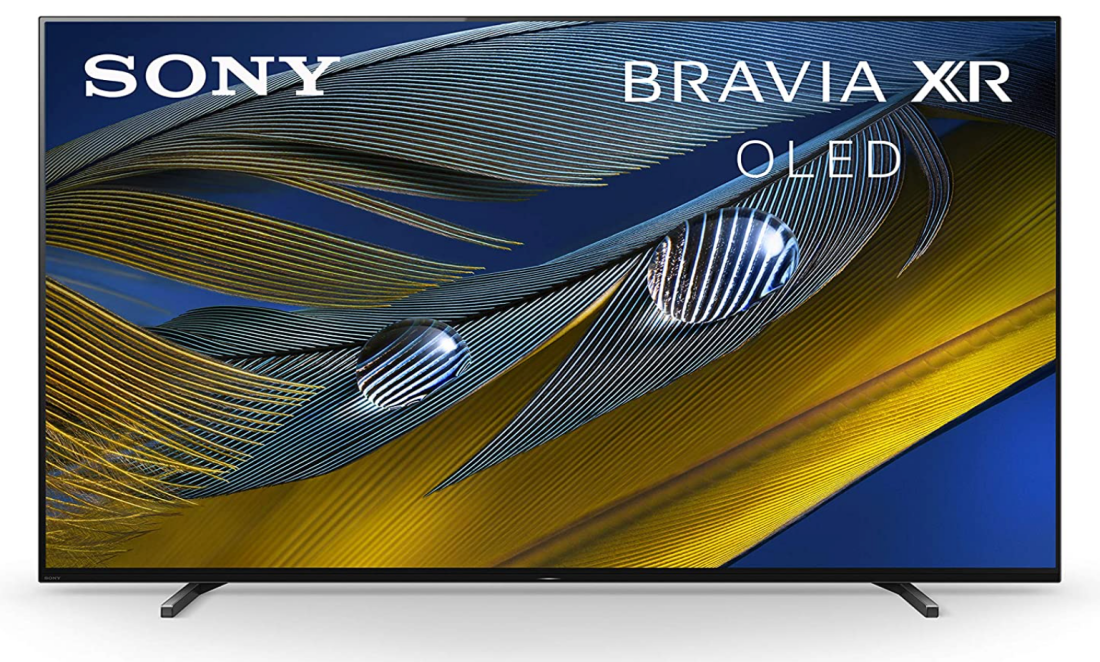 A full shot of a Sony Bravia A80J OLED 65-Inch TV