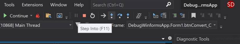 Visual Studio Attach Button Screenshot Winforms: The Basics of Debugging Using Visual Studio