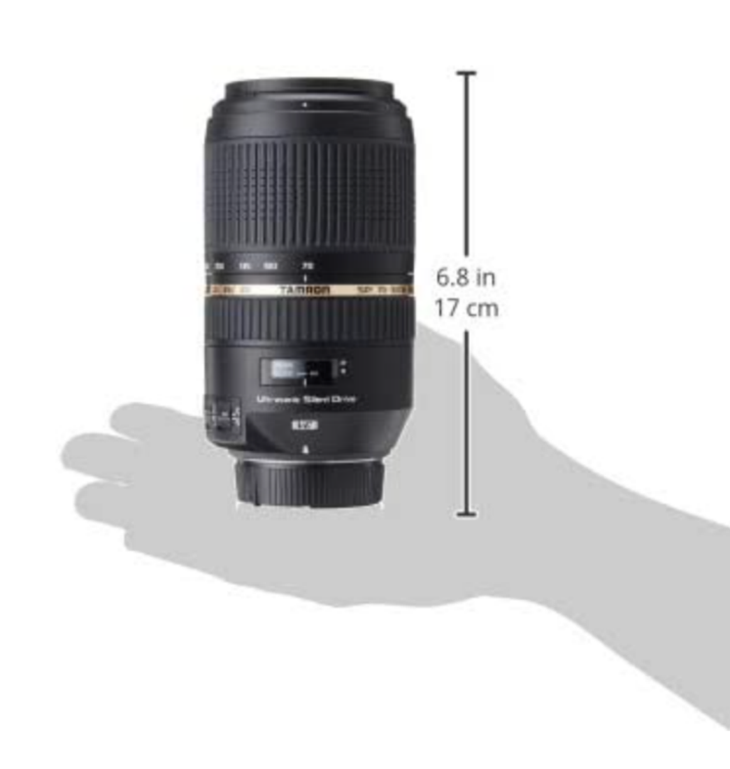 تصویری که طول Tamron AF 70-300mm f4.0-5.6 SP Di VC USD XLD برای نیکون را نشان می دهد.