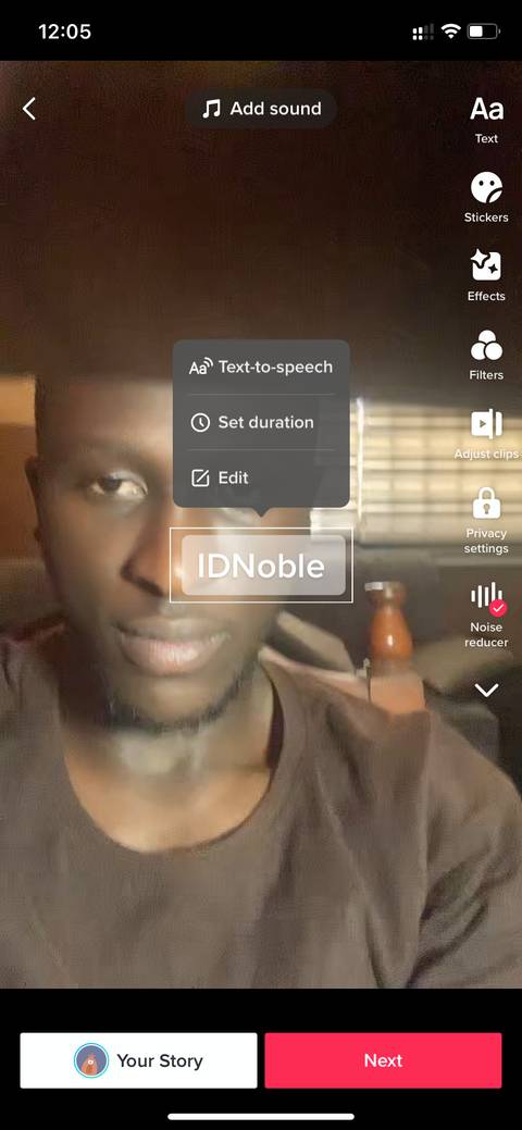 TikTok text edit option