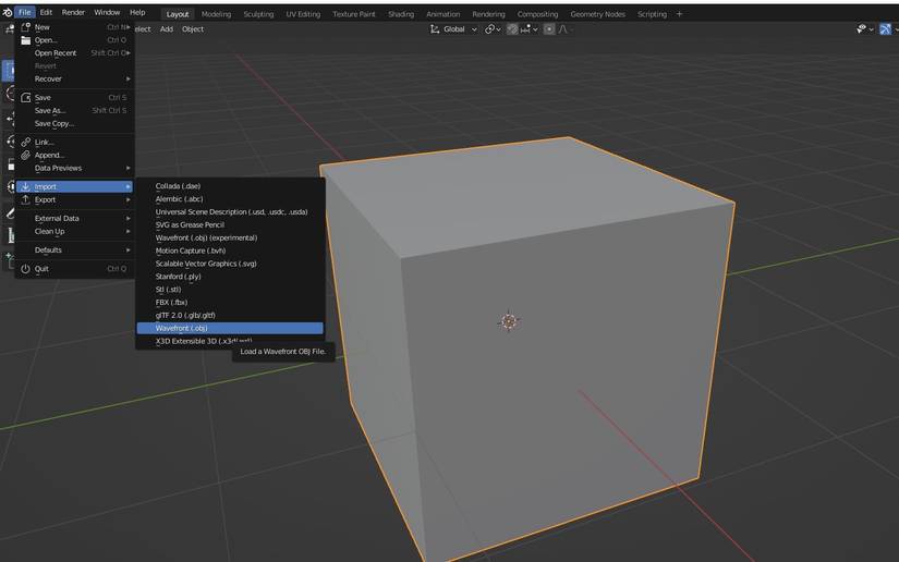 وارد کردن یک OBJ به Blender