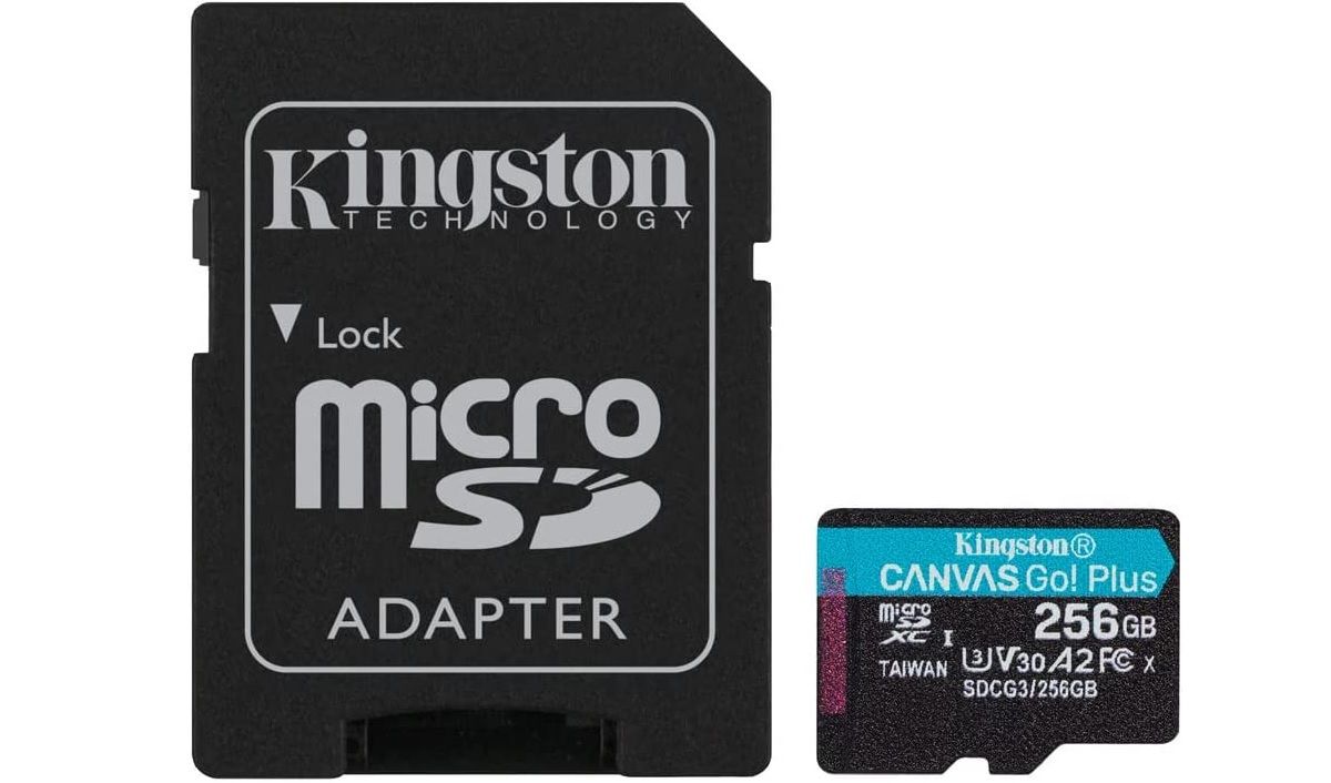 kingston canvas go plus microsd card alongside sd adapter
