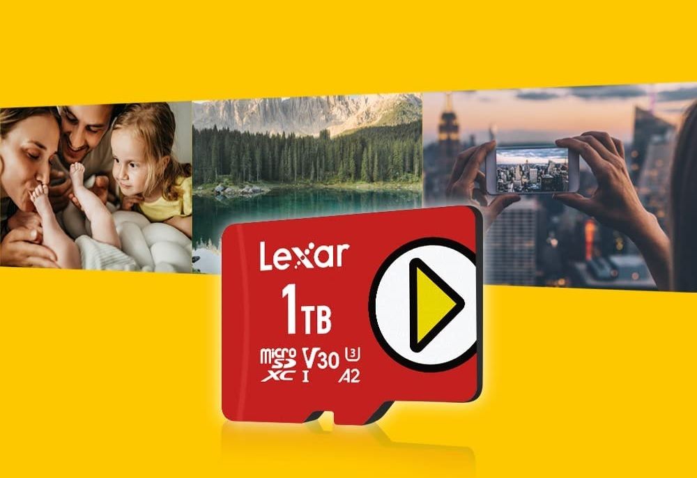 lexar play against a yellow background with a series of images