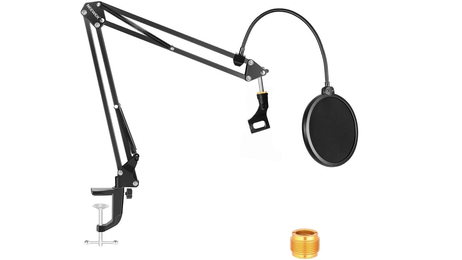 the neewer nw-35 fitted with a pop filter