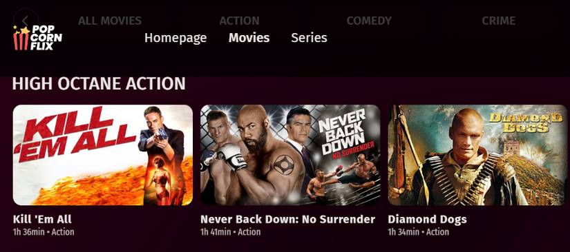PopcornFlix Website