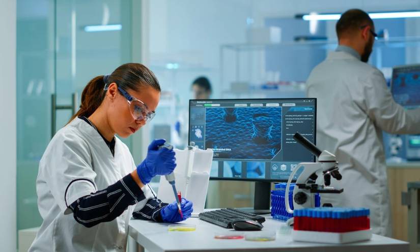 Medical doctors in a medical lab doing research