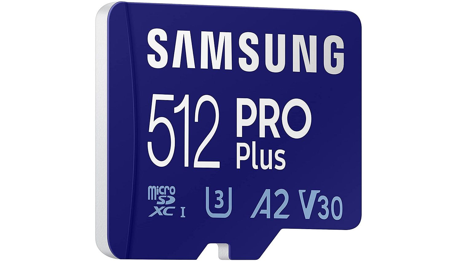 samsung pro plus microsd card tilted to the side