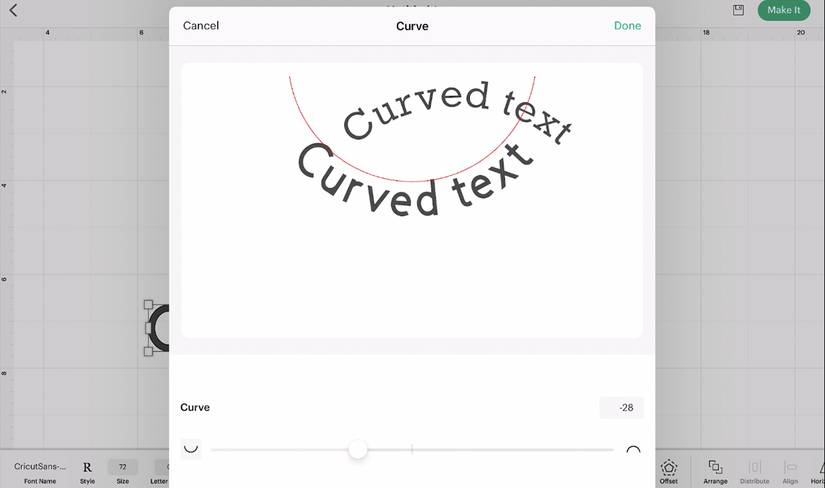 Textcur How to Curve Text in the Cricut App