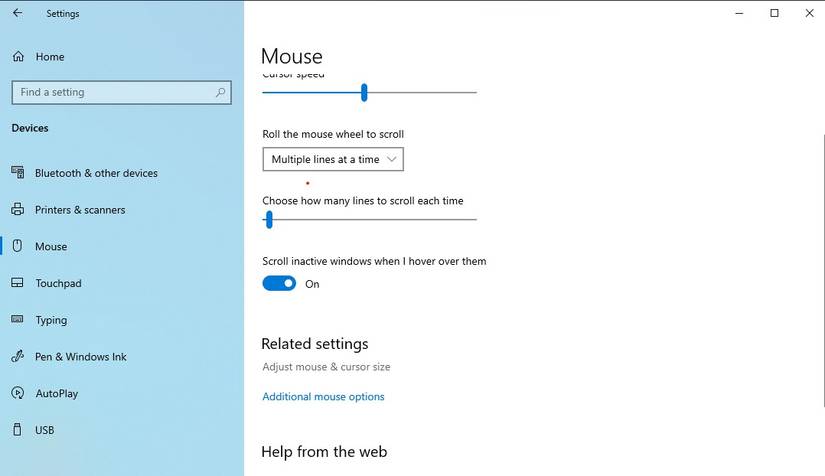 adjust mouse and cursor size option