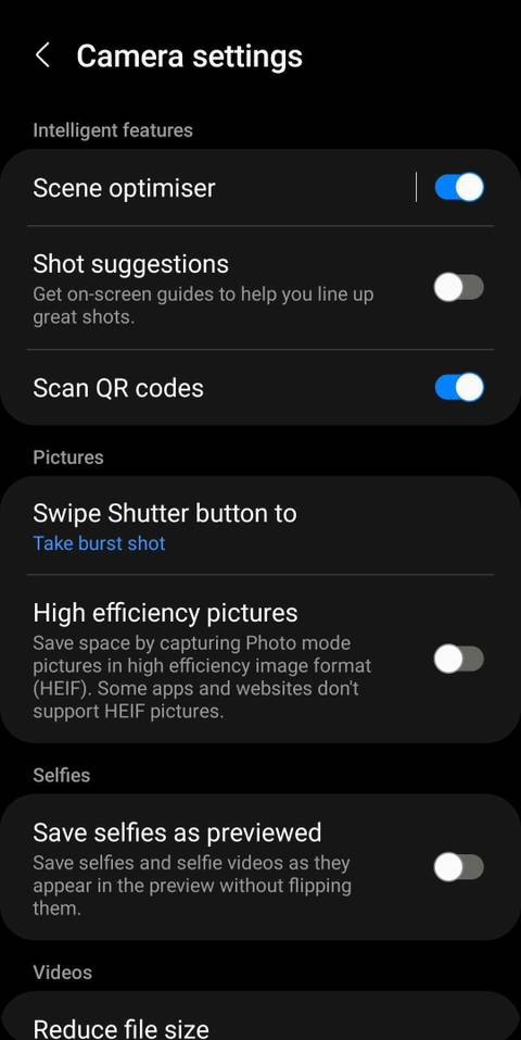 Camera Setting Screen Shot How to Use the Camera on a Samsung Phone