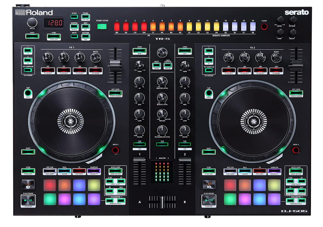 عکس هوایی کامل از کنترلر DJ Roland DJ-505