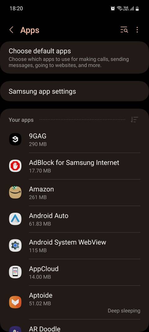 Samsung One UI Apps menu