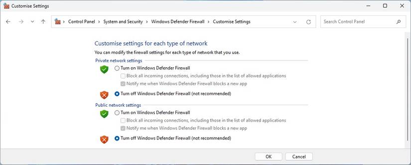 How to Turn Off or Disable the Microsoft Defender Firewall in Windows 11
