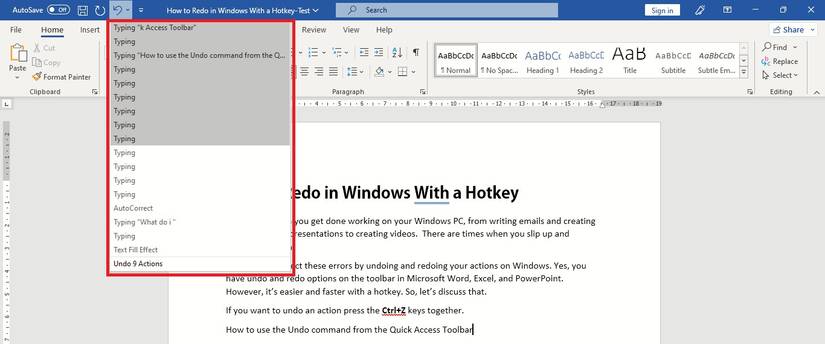 How to Redo on Windows With a Hotkey