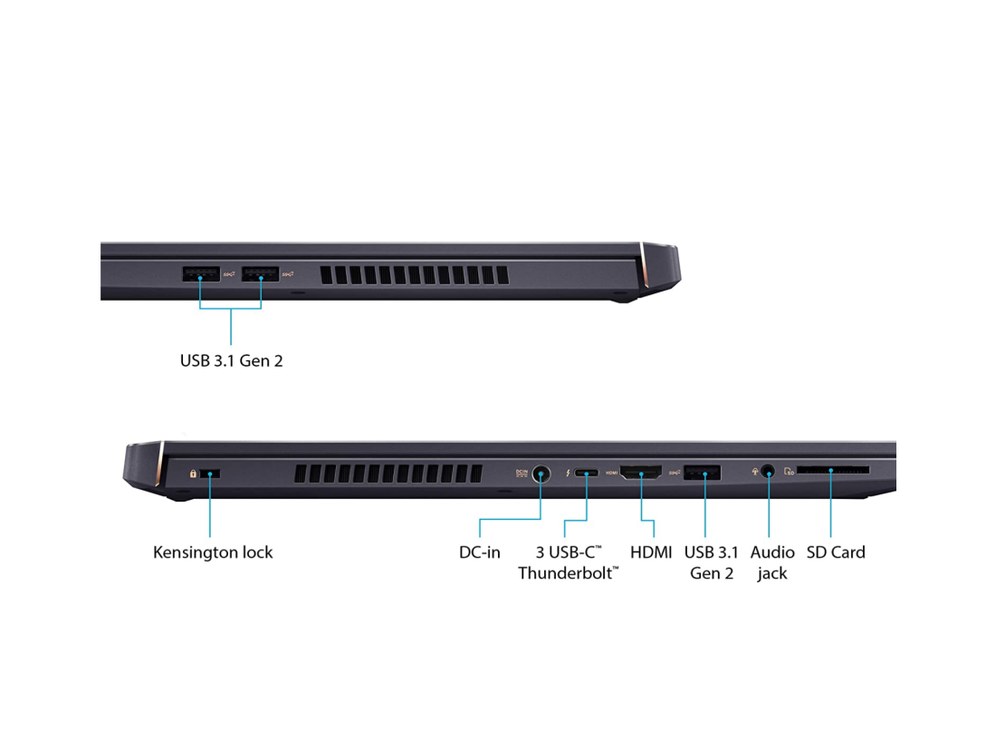 An image showing the Asus ProArt StudioBook 17's ports