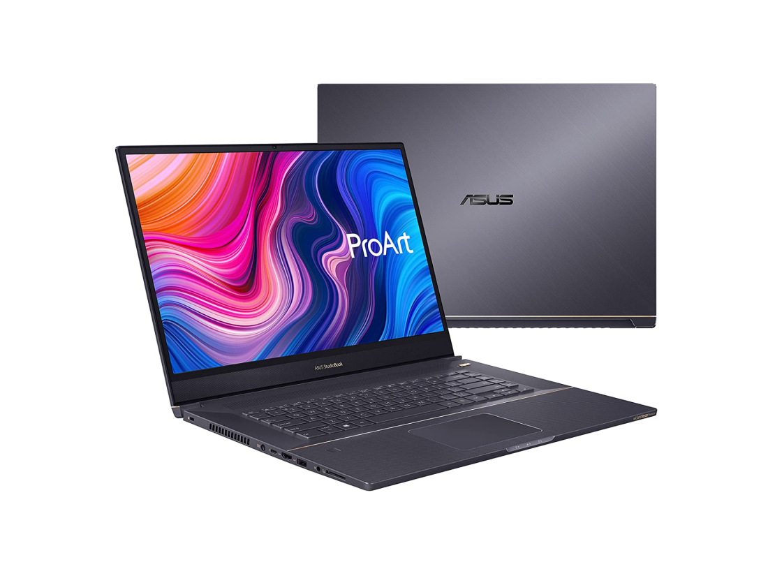 An image showing an Asus ProArt StudioBook 17 front and back