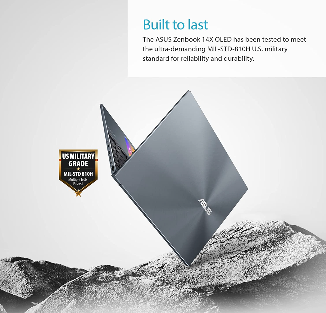 تصویری که دوام لپ‌تاپ Asus Zenbook 14X را نشان می‌دهد