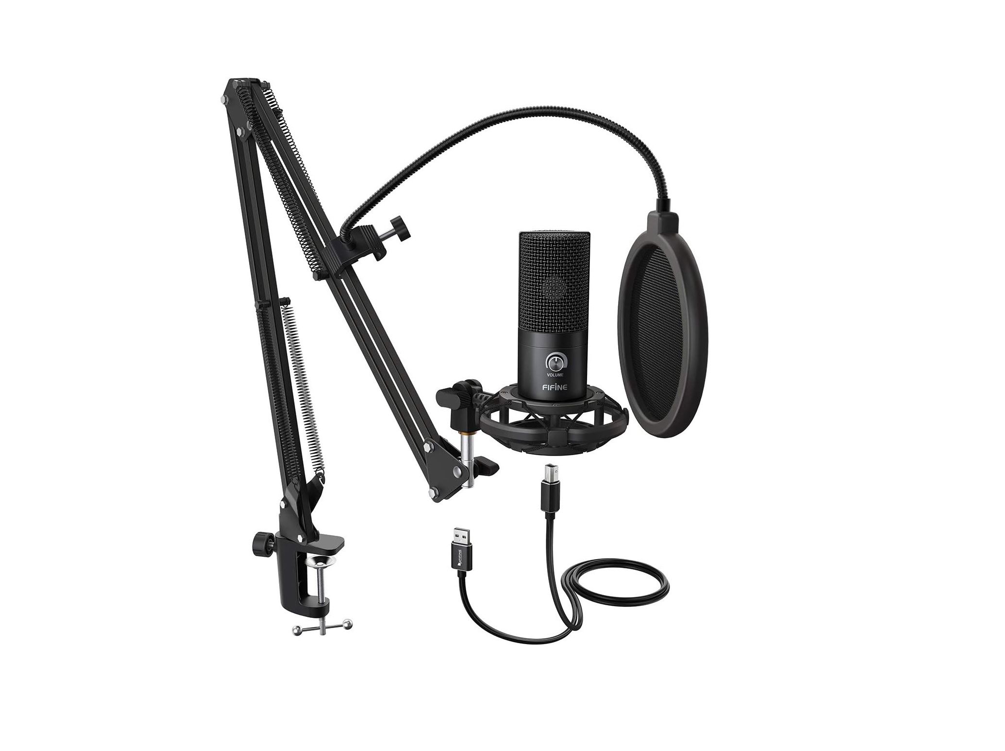 the fifine t669 microphone kit featuring a pop filter and shock mount