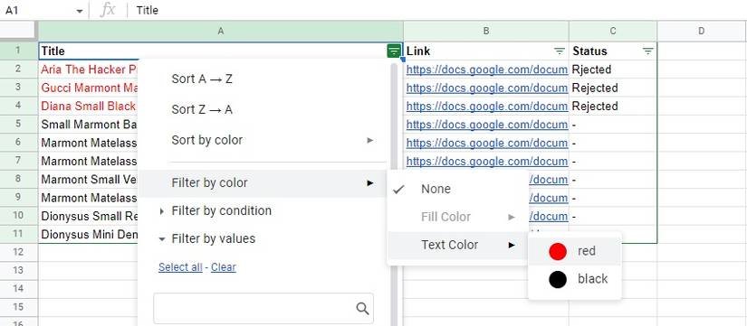 How to Sort and Filter by Color in Google Sheets