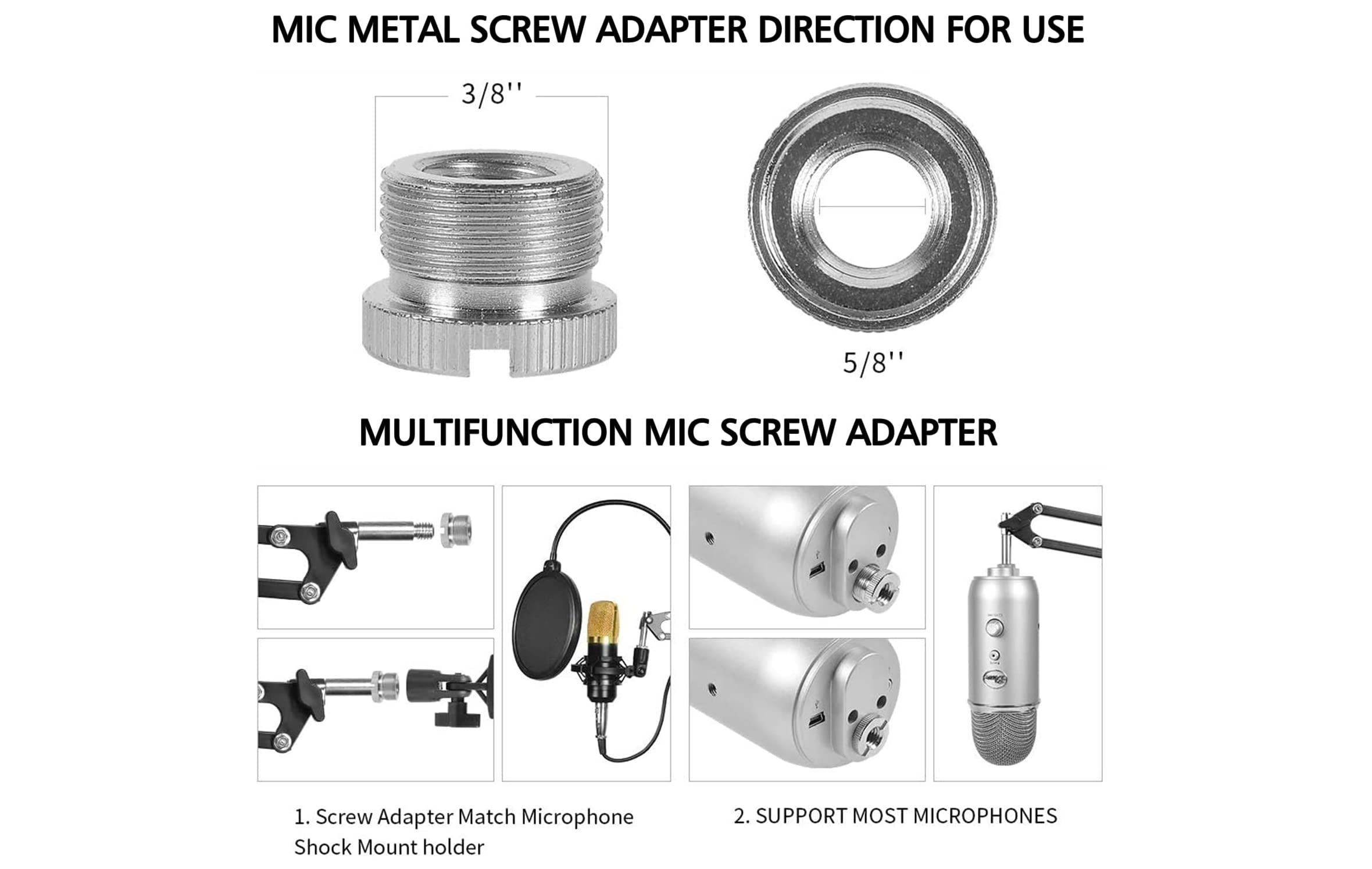 the mic metal screw adapter featured on the luling arts microphone arm