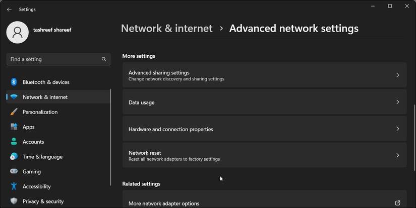 network reset windows 11