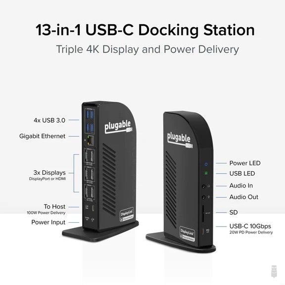 ایستگاه اتصال سه‌گانه نمایشگر 4K USB-C (UD-ULTC4K)-1