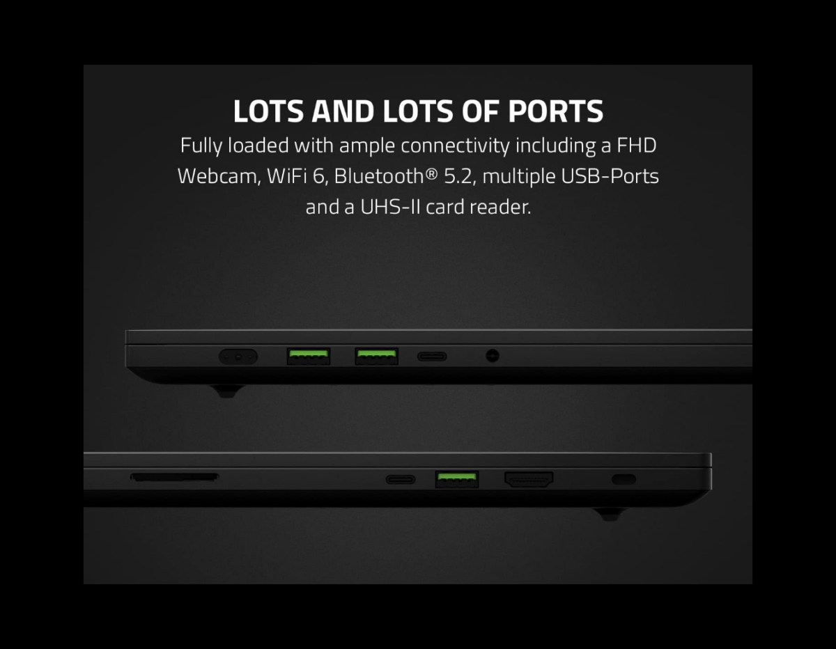 An image showing the Razer Blade 15's ports