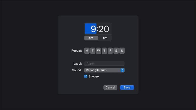 Set Alarm in Clock app on Mac