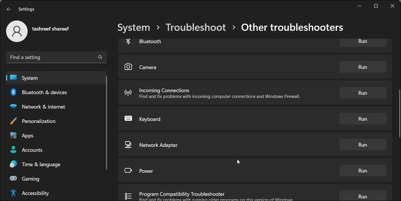 Windows 11 troubleshoot other troubleshooter network adapter