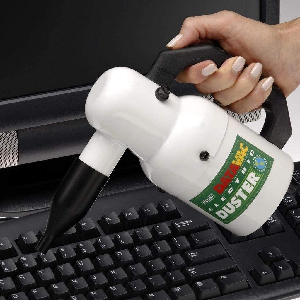 the datavac electric dust blower cleaning a keyboard