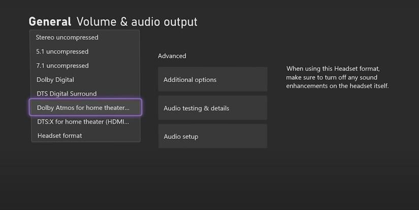 Xbox Series X audio settings Logitech Z625 stereo