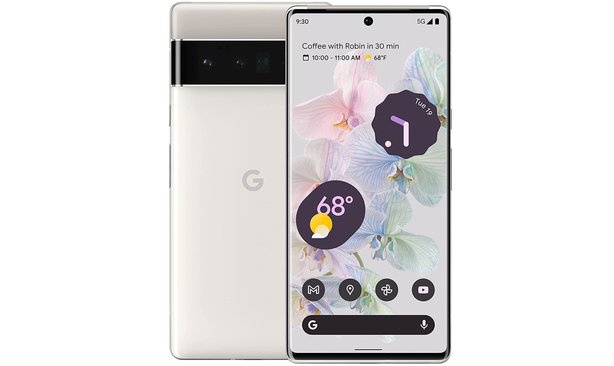 google pixel 6 with a cloudy white finish