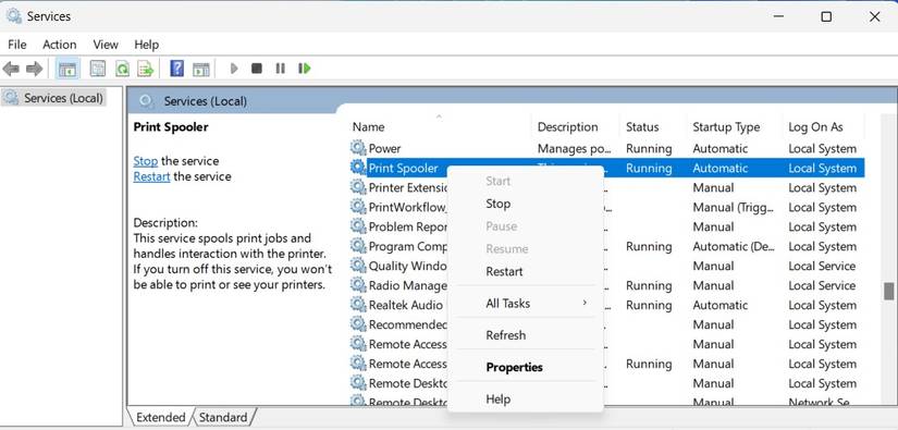Printer Spooler Example How to Restart Print Spooler Service on Windows