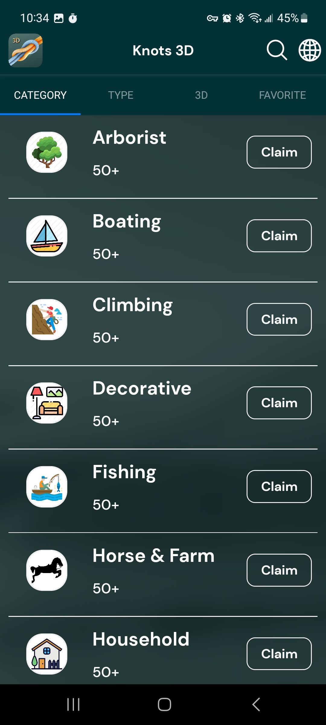 capture d'écran de l'application knots 3d home