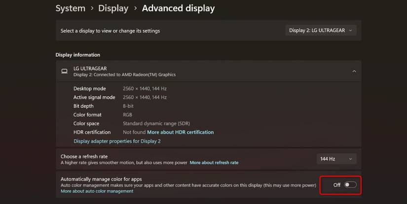 How to Enable Auto Color Management for Apps in Windows 11