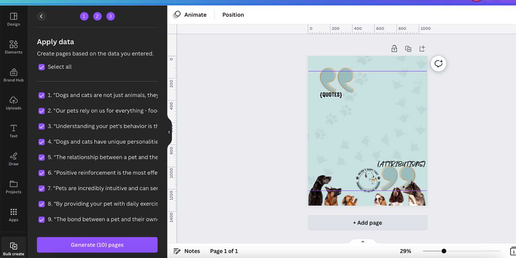 Canva's Bulk Create checkboxes.