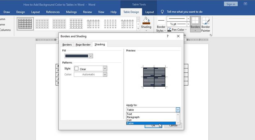 Fill Color Word How to Add Background Color to Tables in Microsoft Word