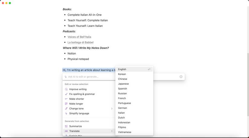 How to Use Notion to Learn a New Language
