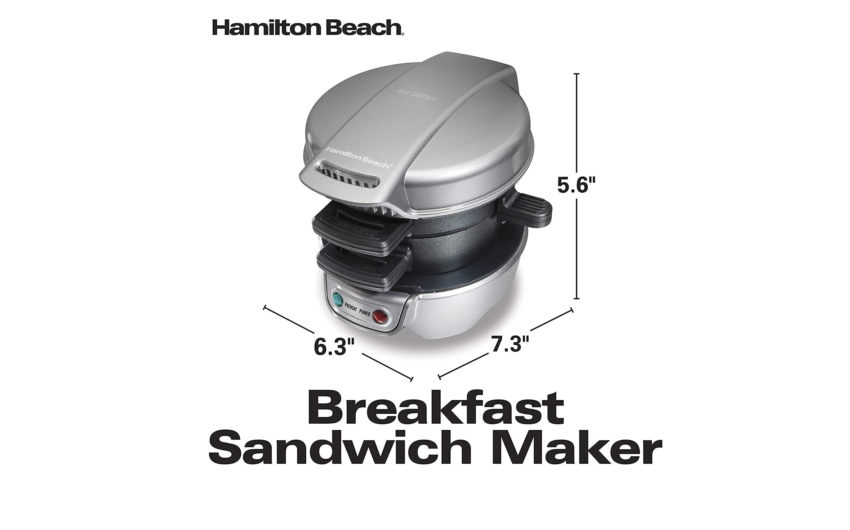 the dimensions of the hamilton beach breakfast sandwich maker