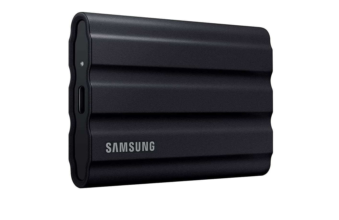 samsung t7 shield external ssd with a black finish