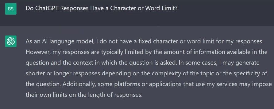 Do ChatGPT Responses Have a Character or Word Limit?