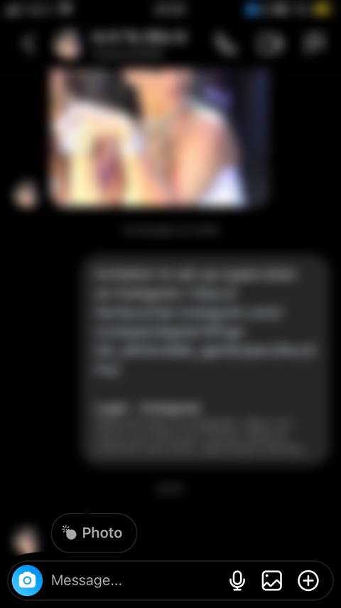 screenshot of disappearing photo in recipient's Instagram chat