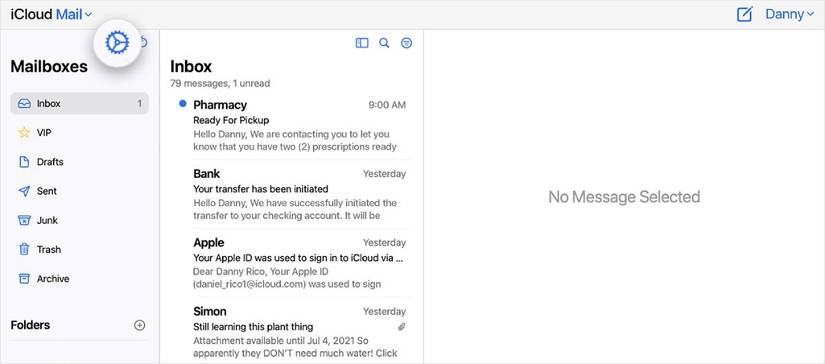 The Home Page of iCloud Mail
