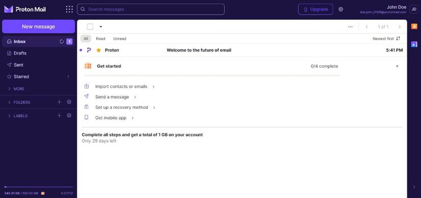 The Home Page of Proton Mail