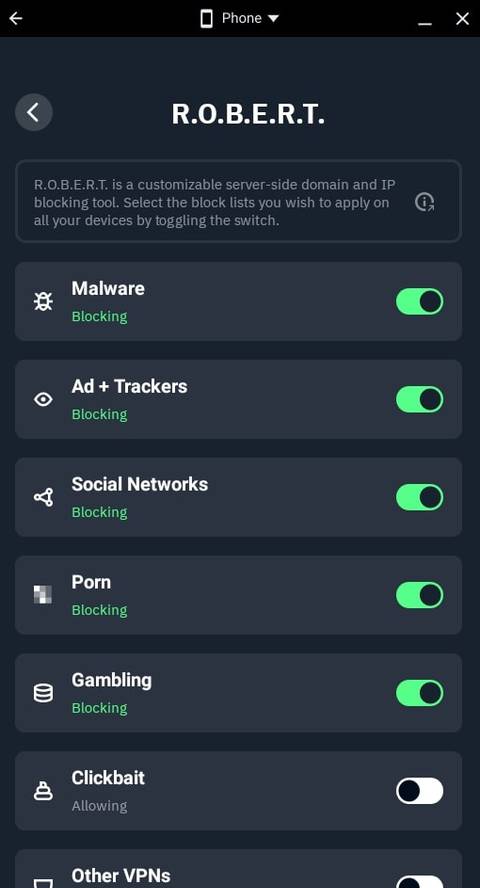 windscribe vpn r.o.b.e.r.t feature page screenshot